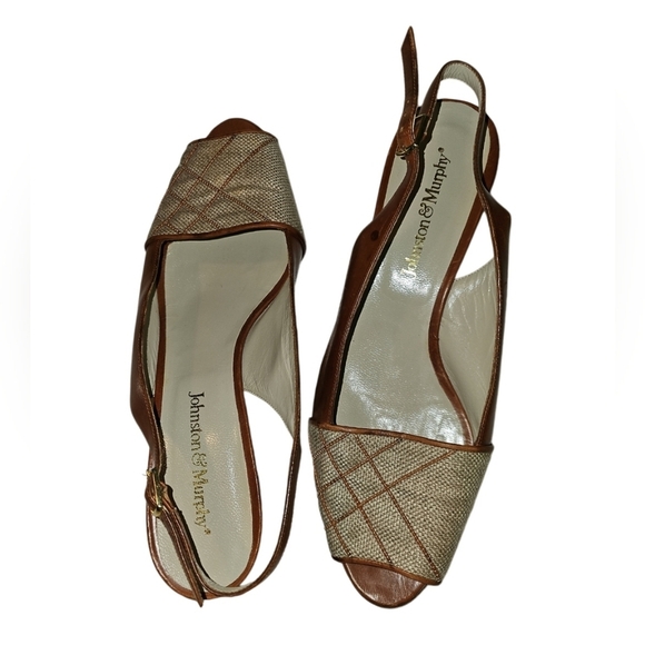 Johnson & Murphy VTG Peep Toe Sling Back 60s All Leather Italy 8.5 - Picture 6 of 8